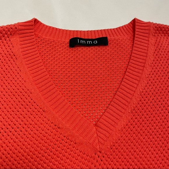 New IMMA Inlet Cotton V-Neck Orange Sweater Size L - Picture 7 of 10